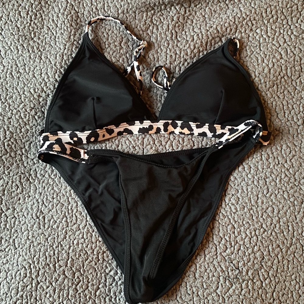 SHEIN Black and Leopard Bikini